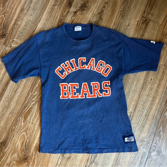 Vintage 80s STARTER  Blue Chicago Bears Tee Size M - Picture 1 of 9